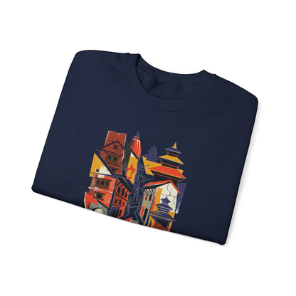 Crewneck Sweatshirt — Abstract Cityscape Graphic (Colorful Architectural Illustration)