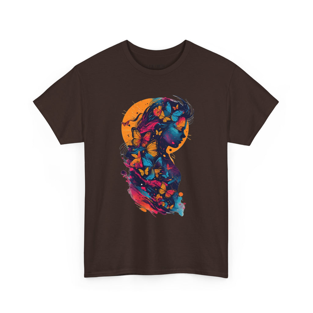 Butterfly Silhouette Graphic Tee — Colorful Maternity Profile Design