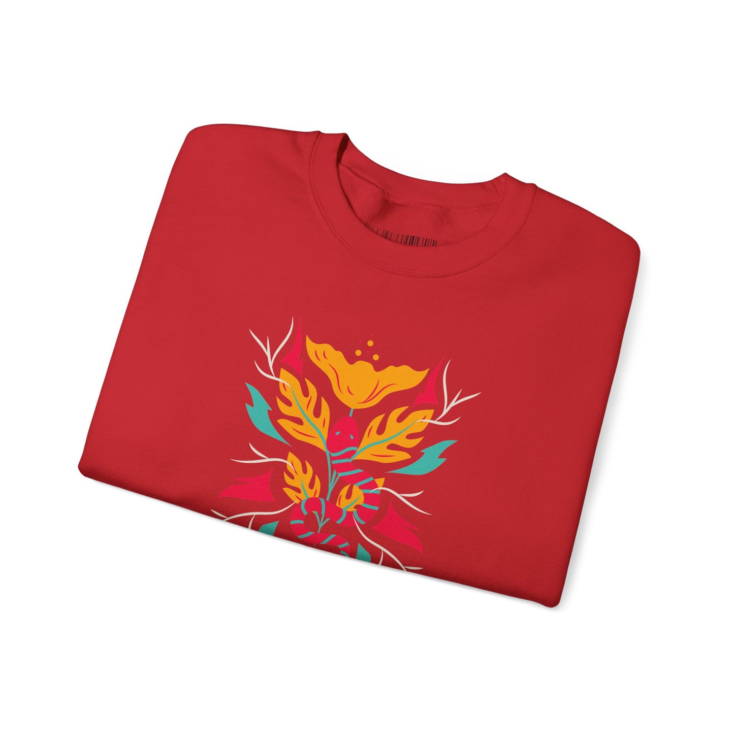 Sahajé Floral Snake Crewneck Sweatshirt — Colorful Botanical Serpent Graphic