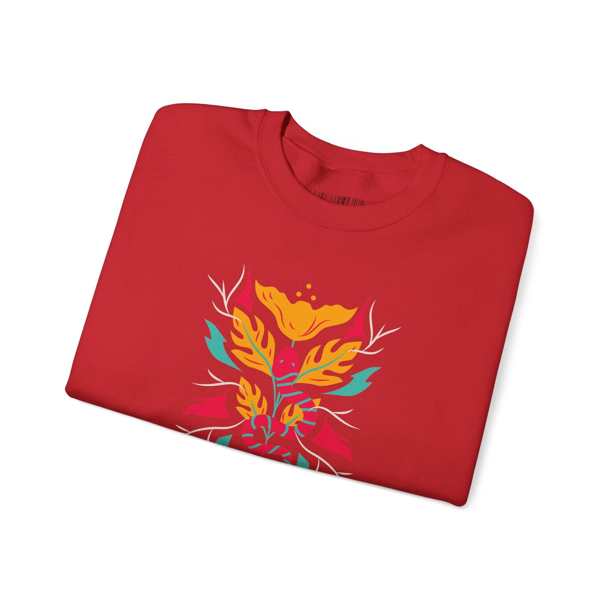 Sahajé Floral Snake Crewneck Sweatshirt — Colorful Botanical Serpent Graphic