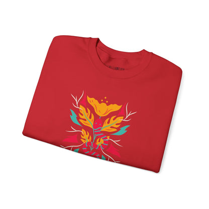 Sahajé Floral Snake Crewneck Sweatshirt — Colorful Botanical Serpent Graphic