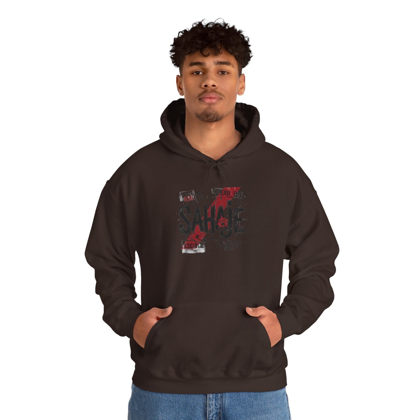 Sahaje Graphic Hoodie – Distressed Vintage Script Pullover