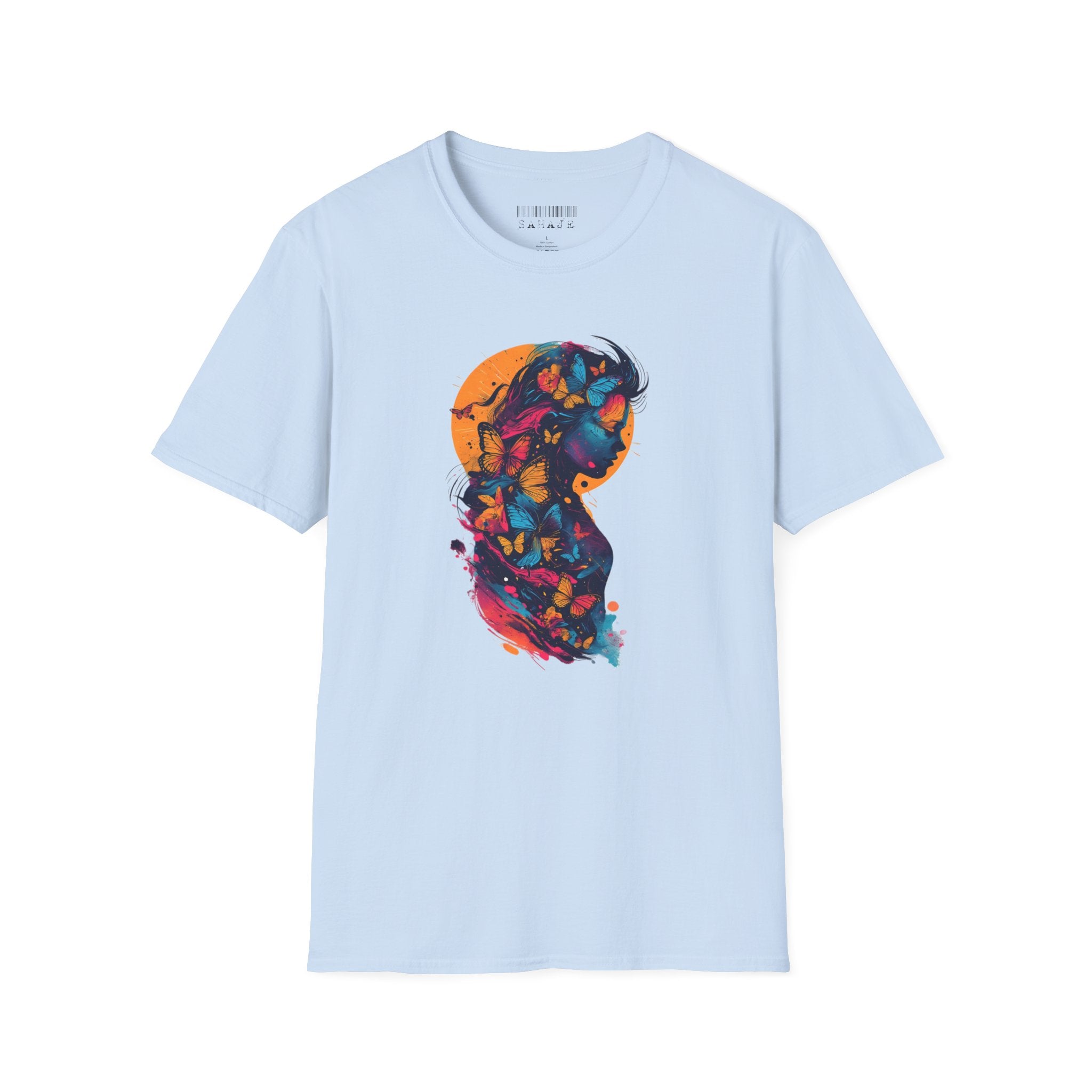 Butterfly Silhouette T-Shirt — Colorful Floral Profile Tee