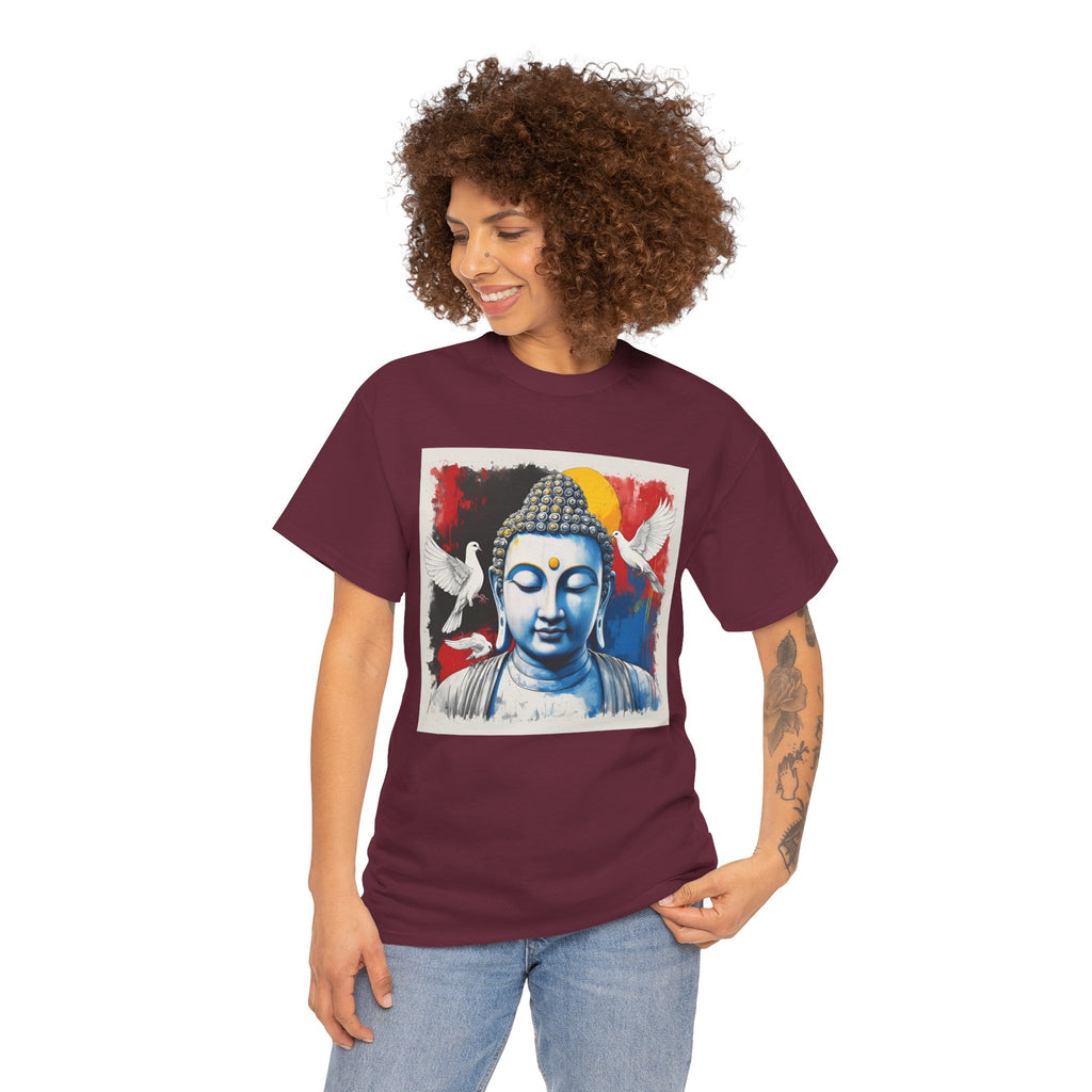 Buddha Peace Tee — Colorful Buddha & Doves Graphic T-Shirt