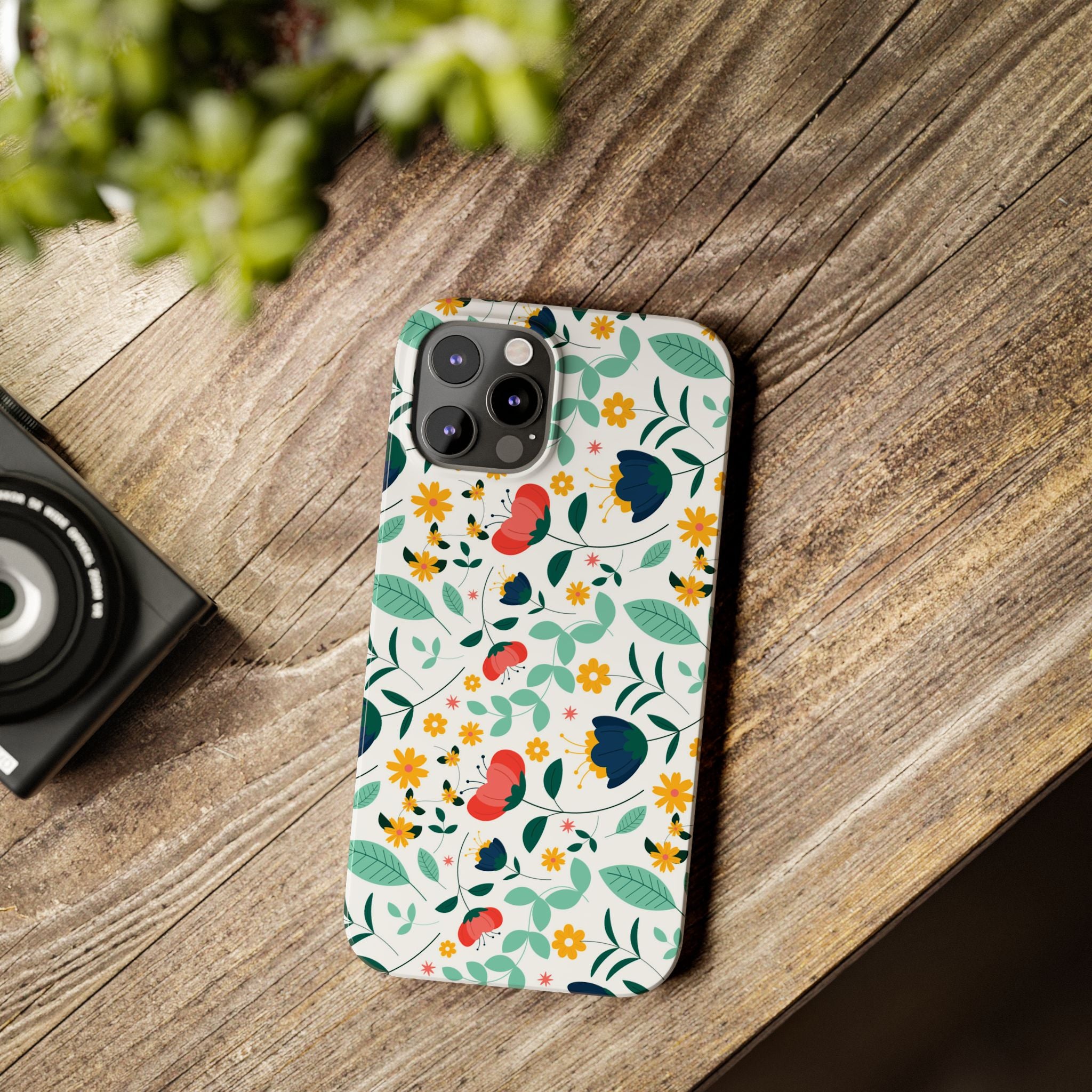 Floral Slim Phone Case — Colorful Folk Flower Pattern