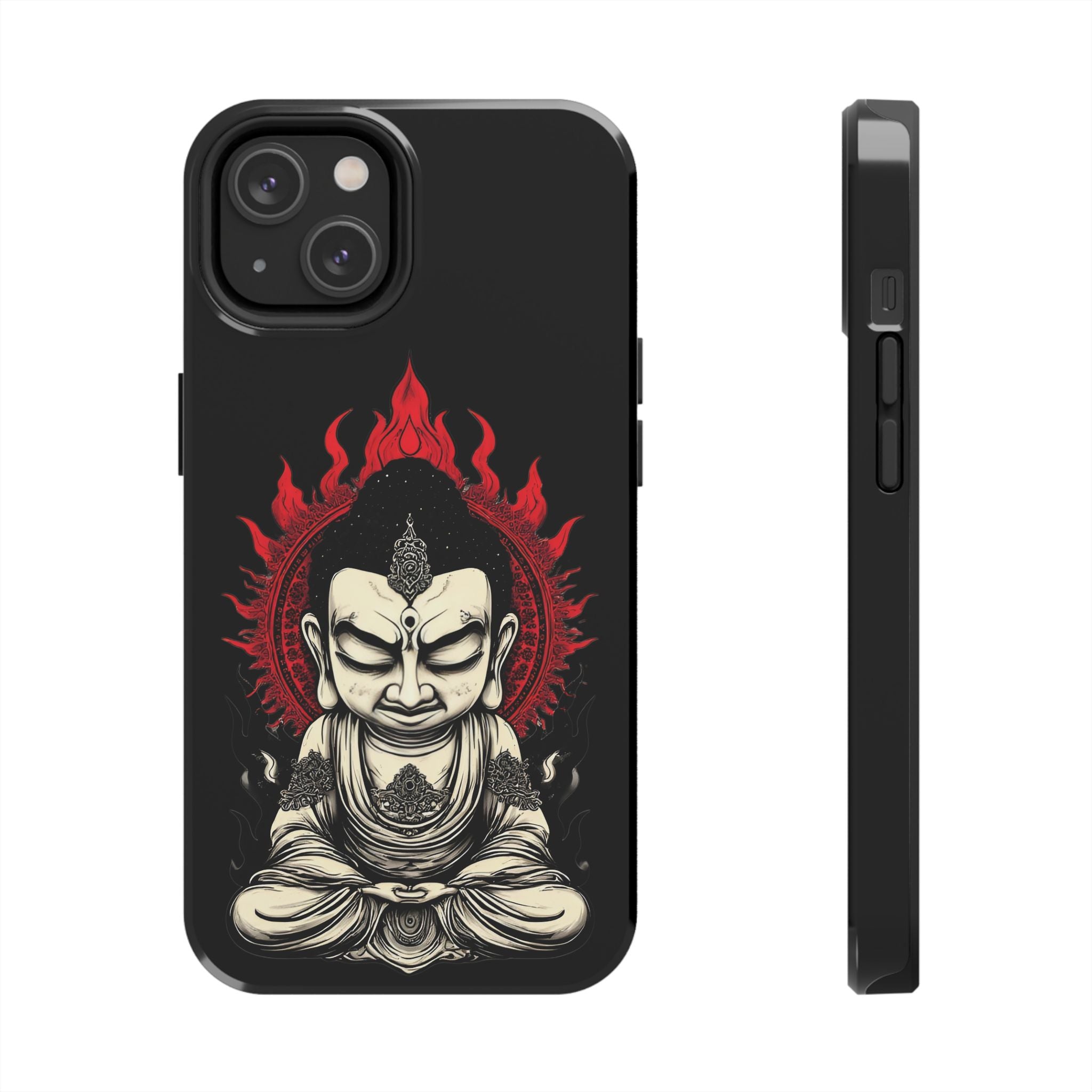 Meditative Buddha Tough Phone Case — Red Flame Zen Protection