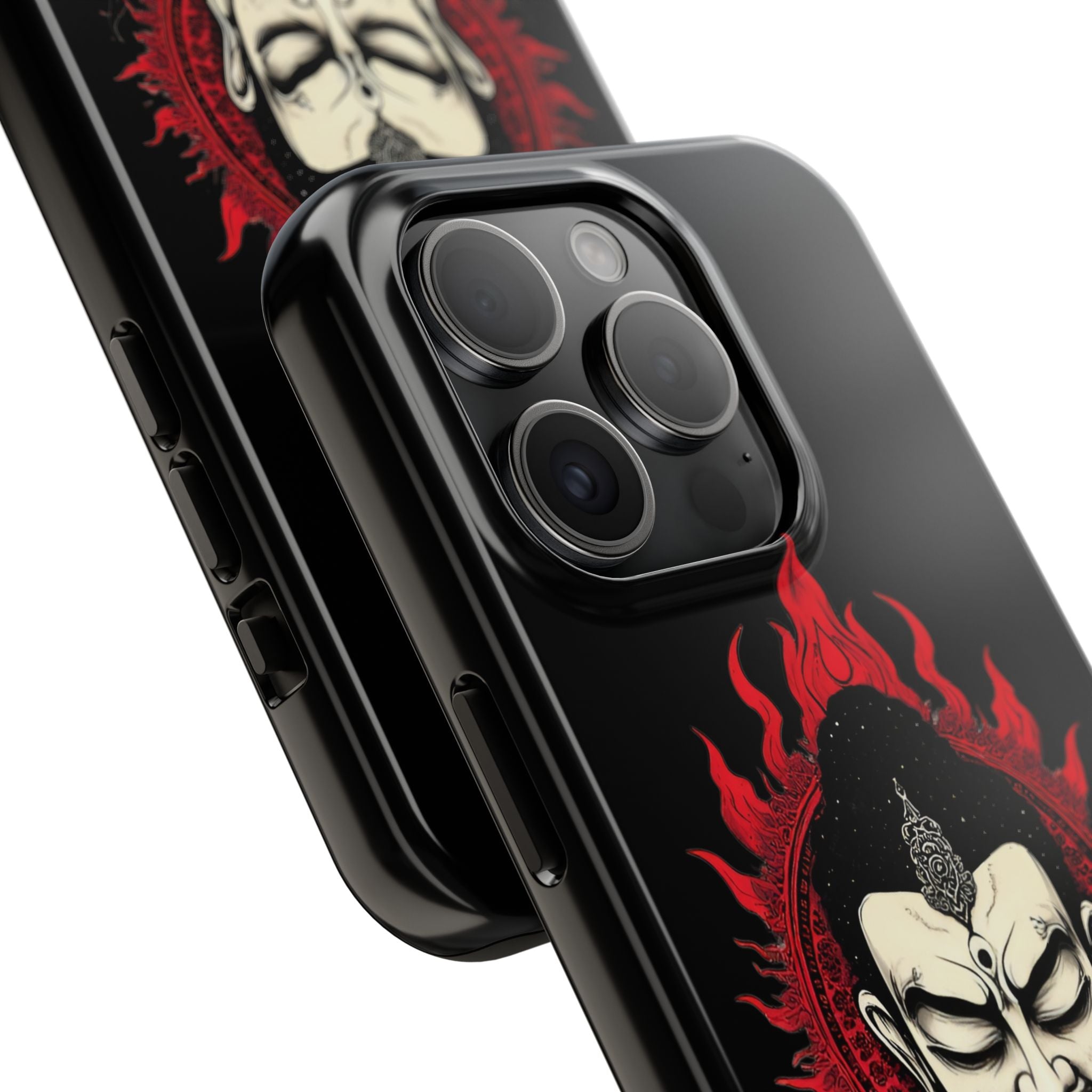 Meditative Buddha Tough Phone Case — Red Flame Zen Protection