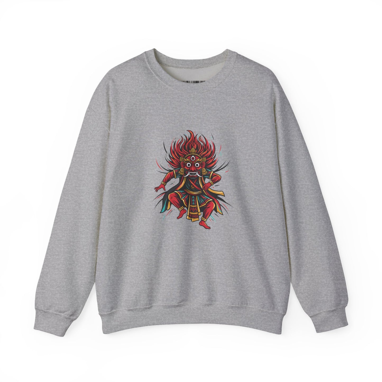 Crewneck Sweatshirt — Red Demon Guardian Graphic