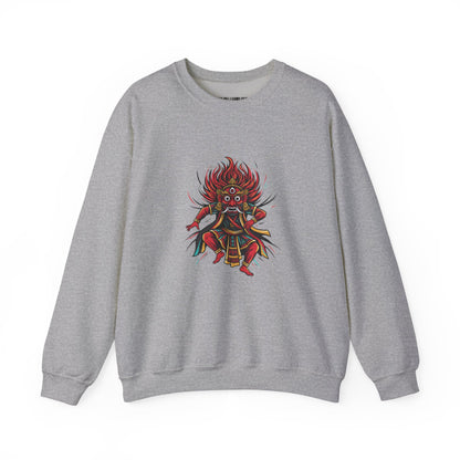 Crewneck Sweatshirt — Red Demon Guardian Graphic