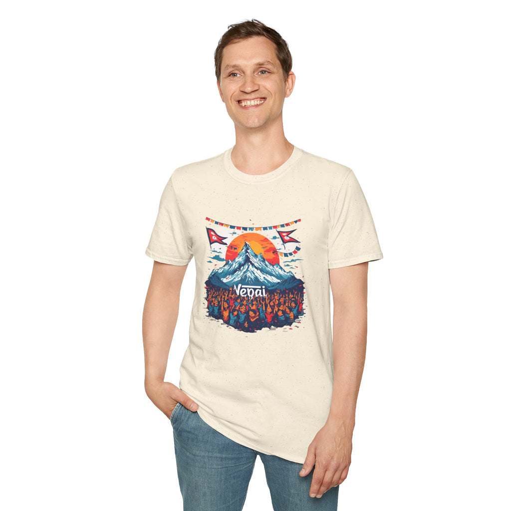 Nepal Mountain Sunrise T-Shirt — Retro Trekking Graphic Tee