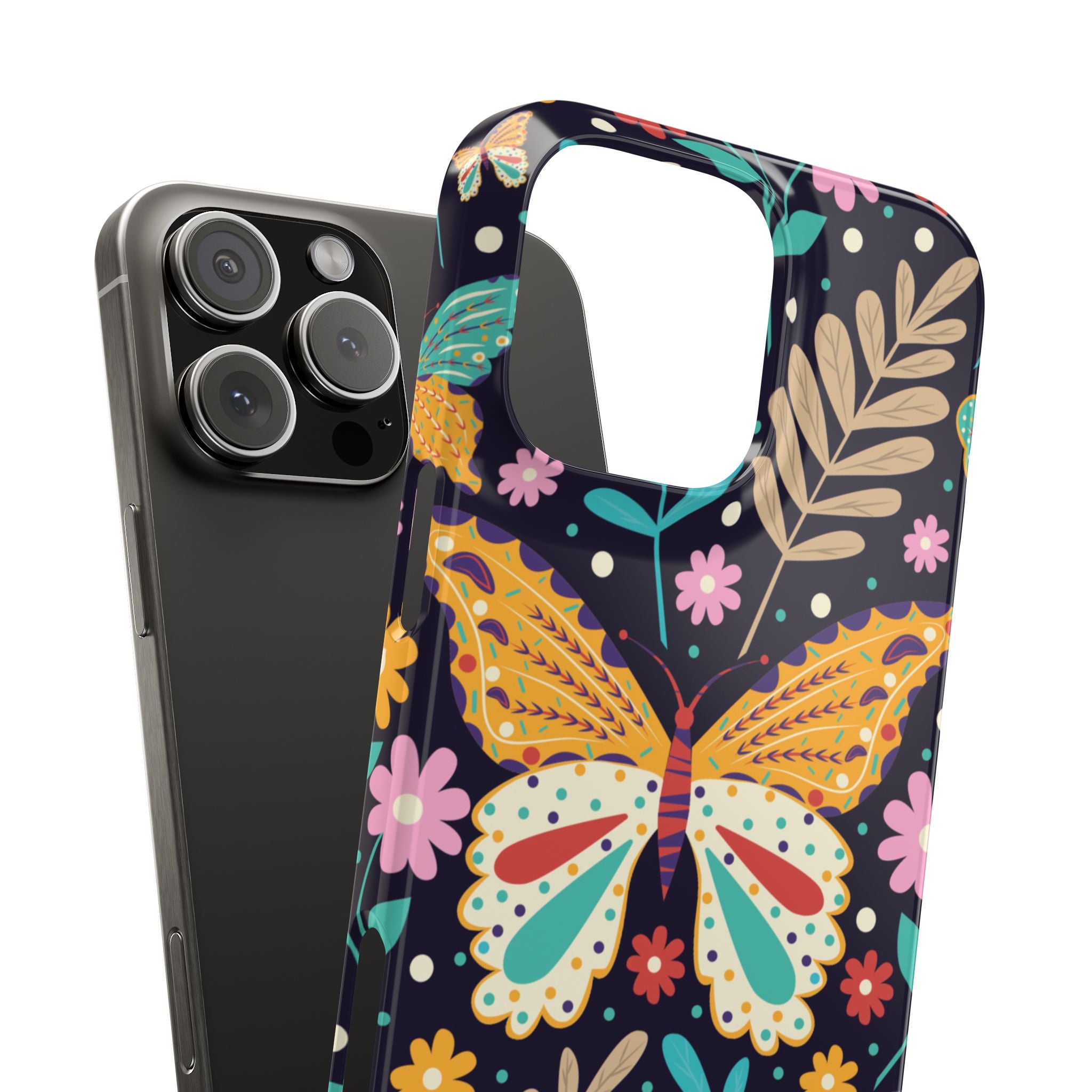 Butterfly Floral Slim Phone Case — Colorful Boho Garden Design
