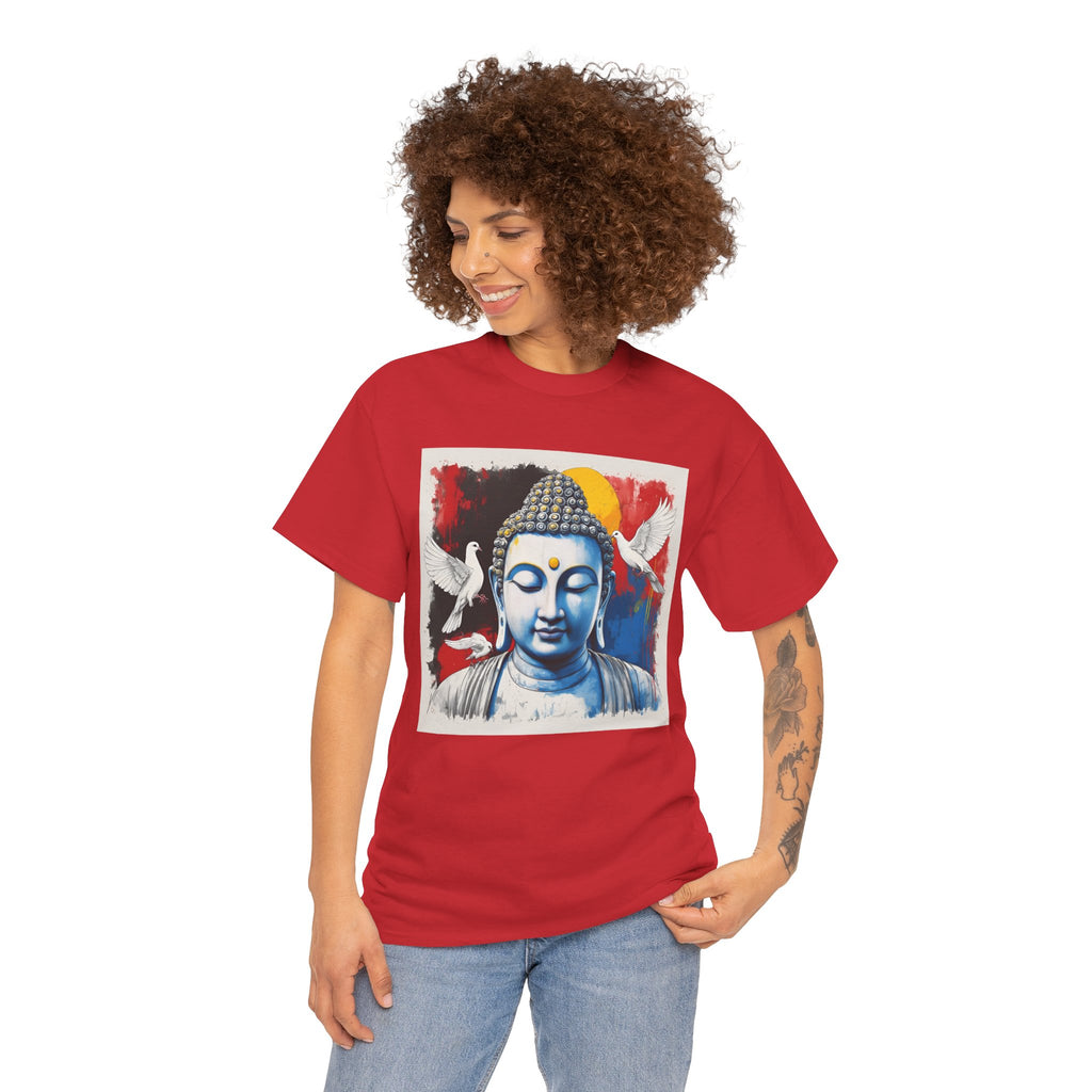 Buddha Peace Tee — Colorful Buddha & Doves Graphic T-Shirt