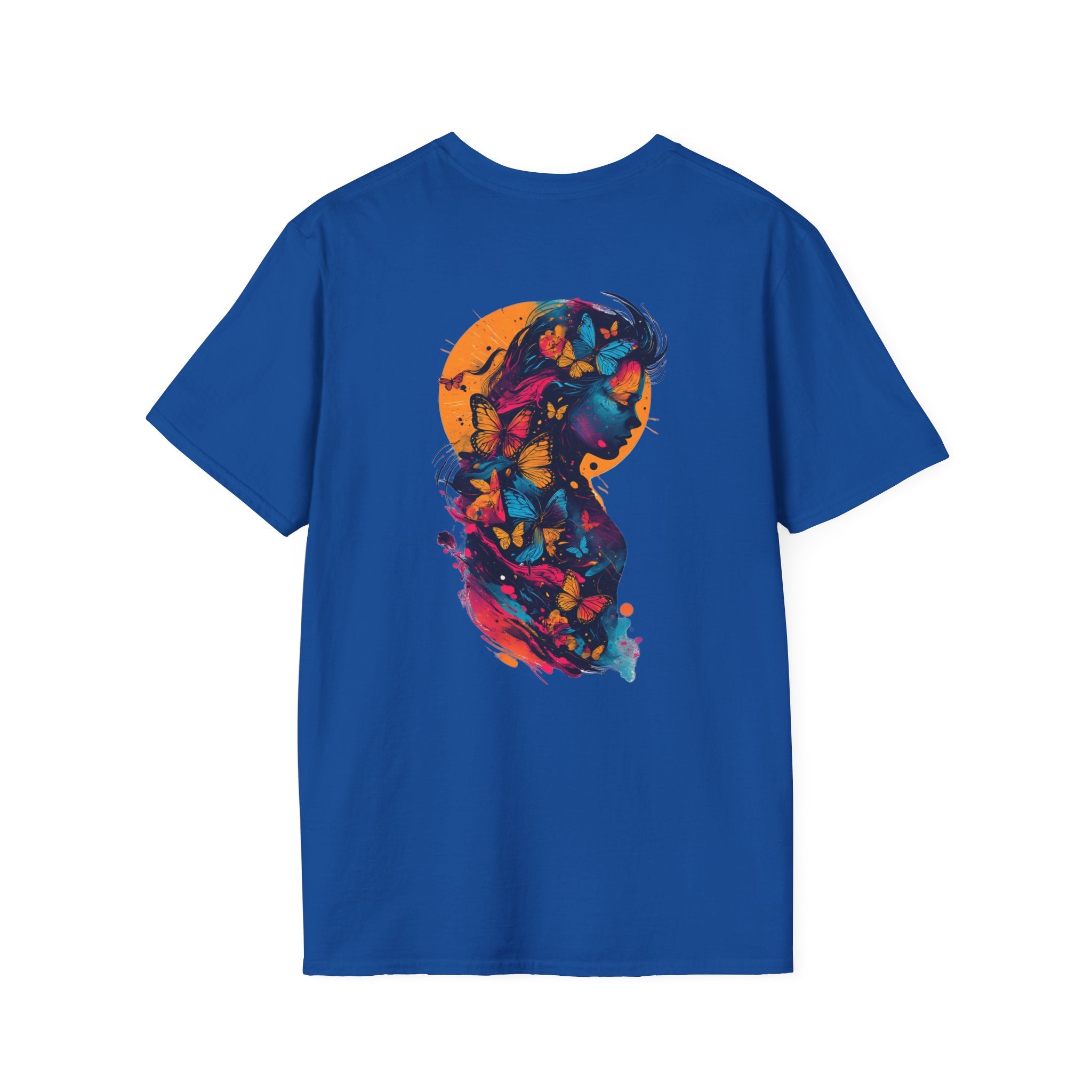 Butterfly Silhouette T-Shirt — Colorful Woman Profile Graphic Tee