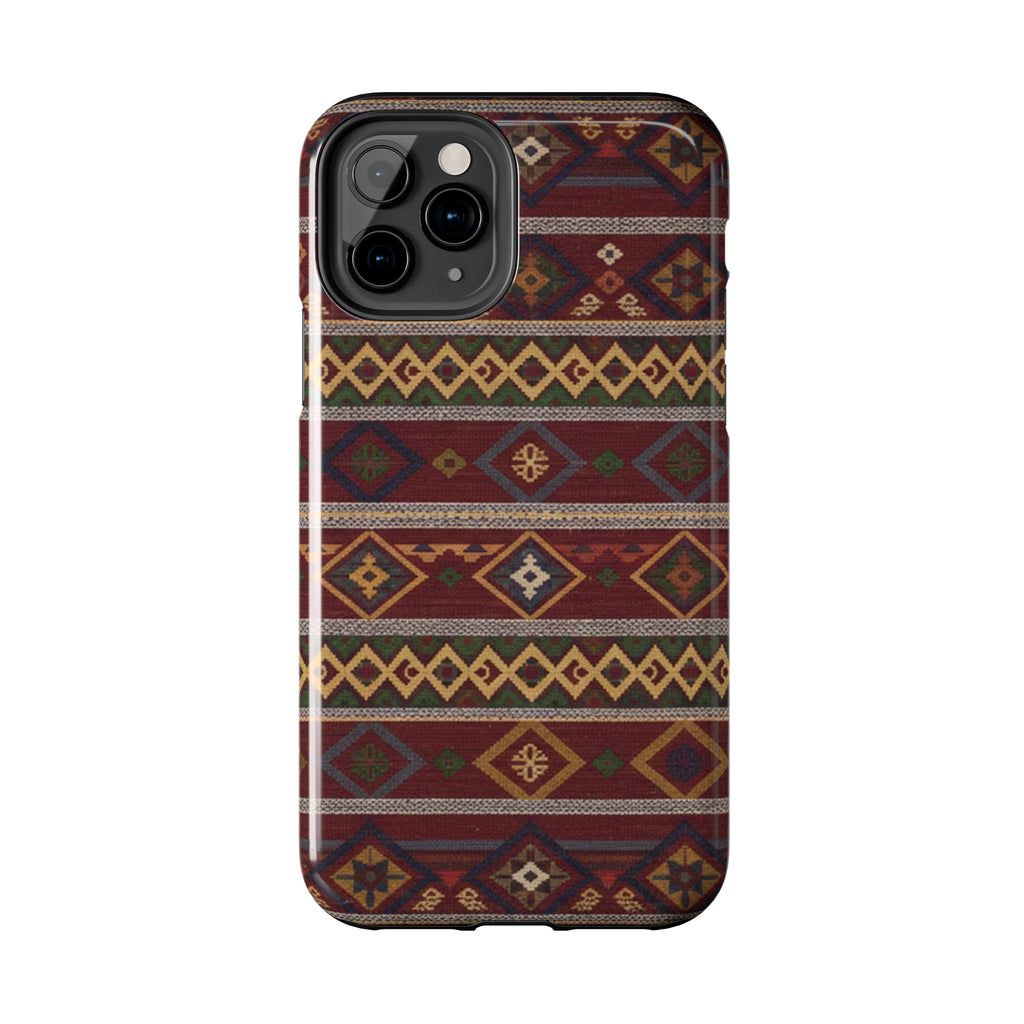 Aztec Pattern Tough Phone Case — Rustic Tribal Protective Cover
