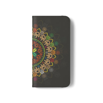 Colorful Mandala Flip Case for Phone, Bohemian Style Wallet Cover, Unique Gift for Her, Vibrant Phone Accessories, Eco-Friendly Protection