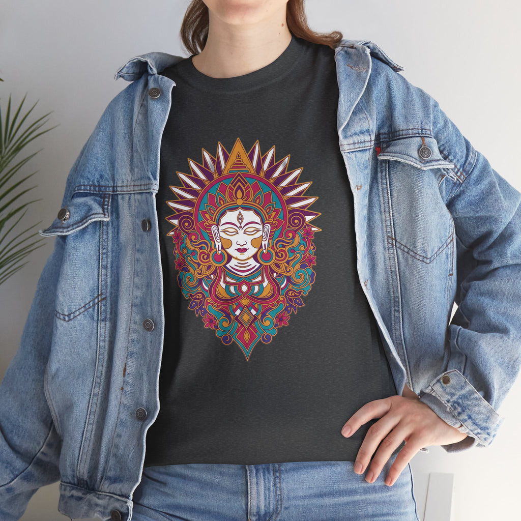 Spiritual Goddess Sun Mandala Tee — Colorful Boho Yoga T‑Shirt