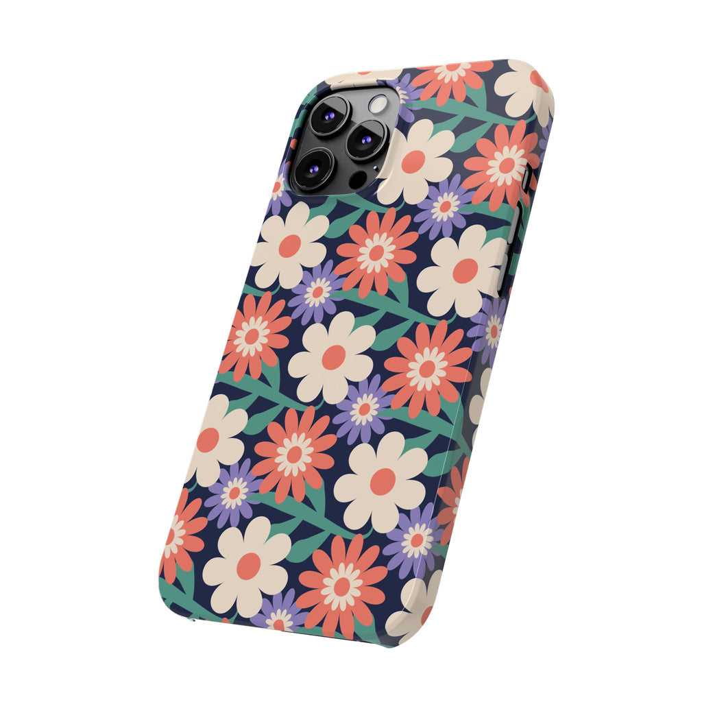 Floral Retro Slim Phone Case – Navy Ditsy Flowers