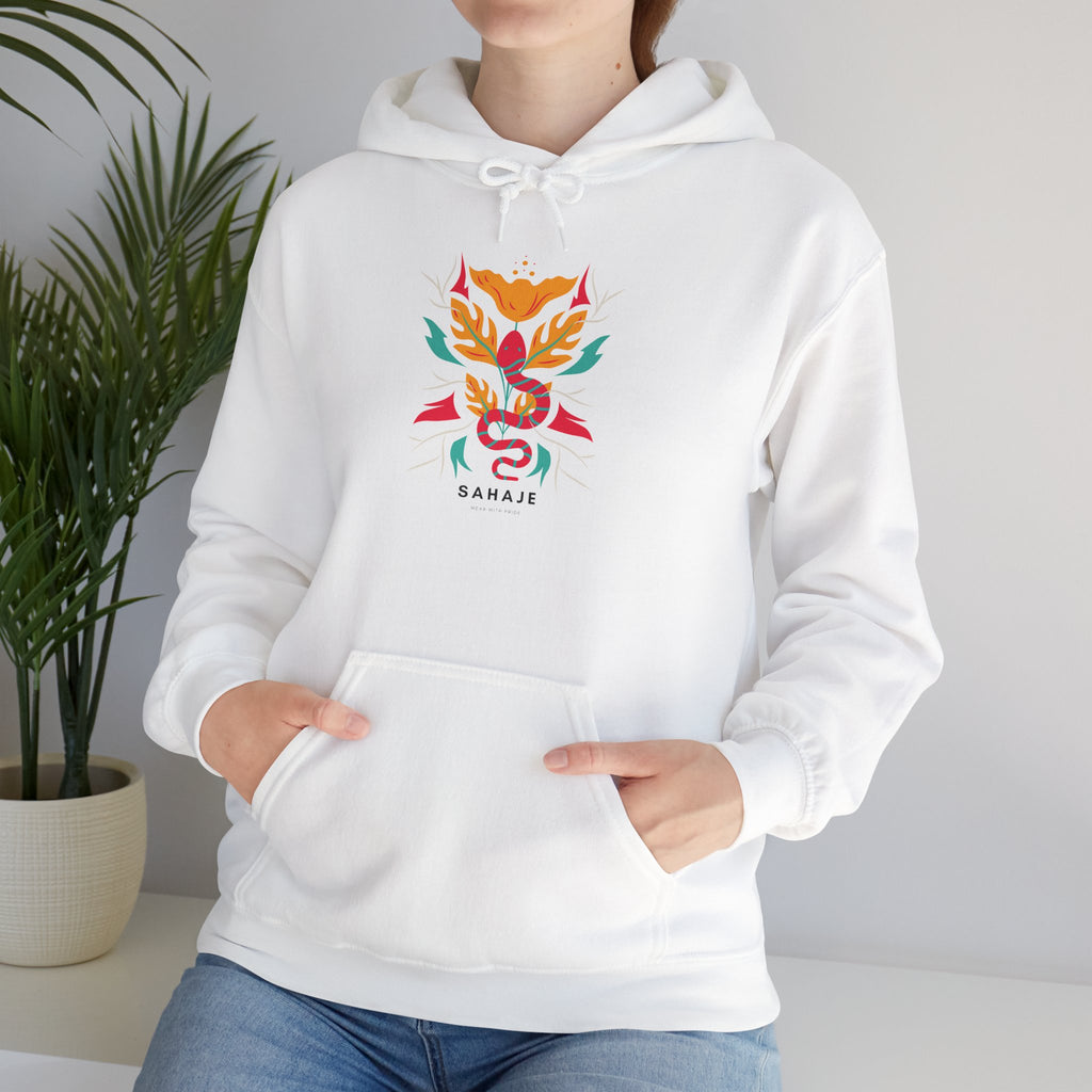Floral Snake Hoodie — Colorful Serpent & Bloom Graphic Sweatshirt