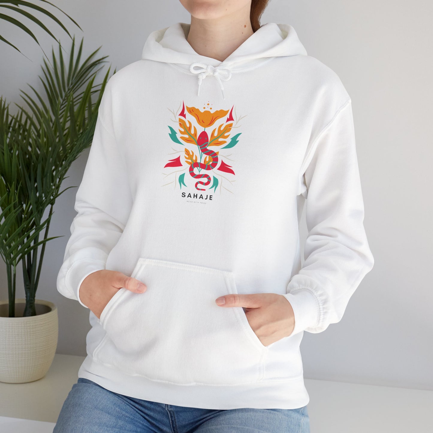 Floral Snake Hoodie — Colorful Serpent & Bloom Graphic Sweatshirt