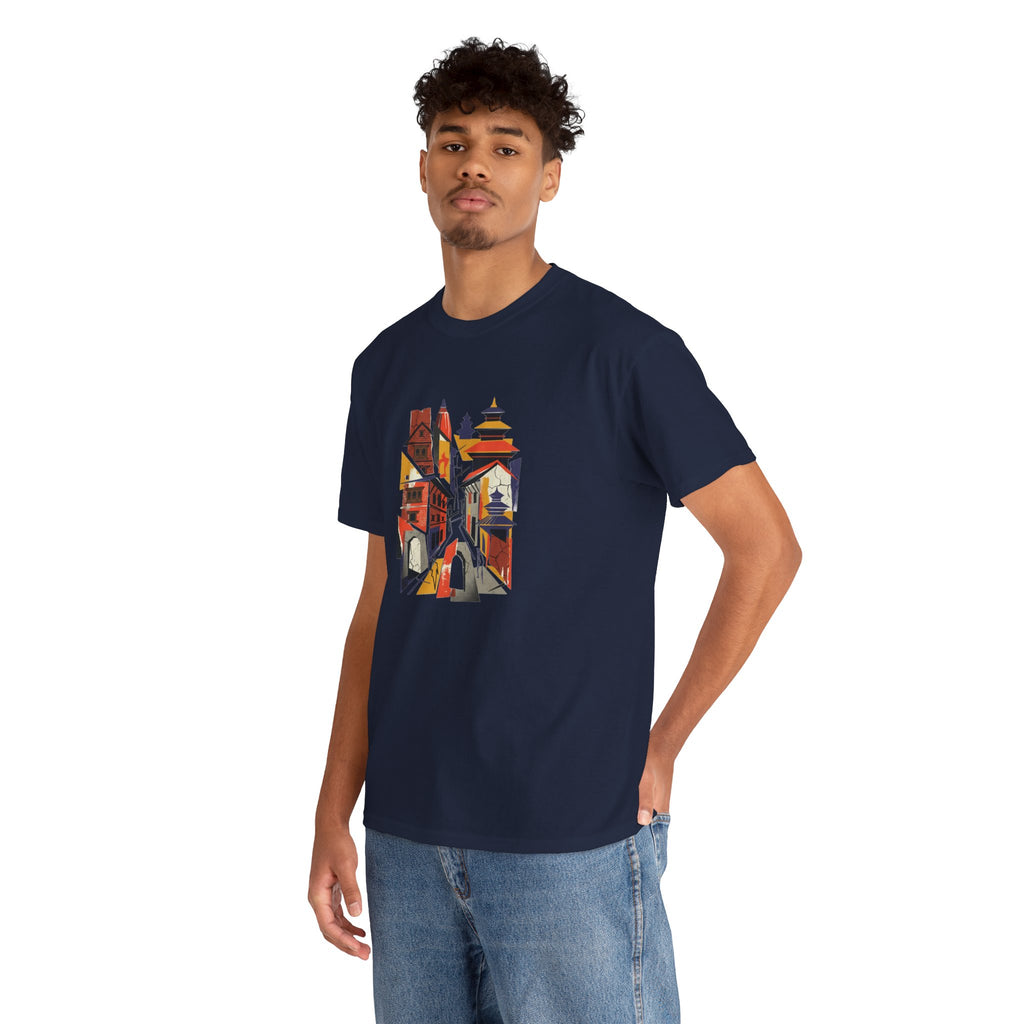 Cityscape Abstract Tee — Colorful Urban Architecture Graphic T‑Shirt
