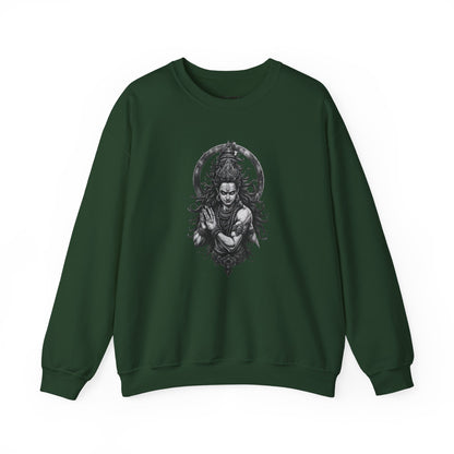 Shiva Meditation Crewneck Sweatshirt — Detailed Shiva Portrait Spiritual Yoga Pullover