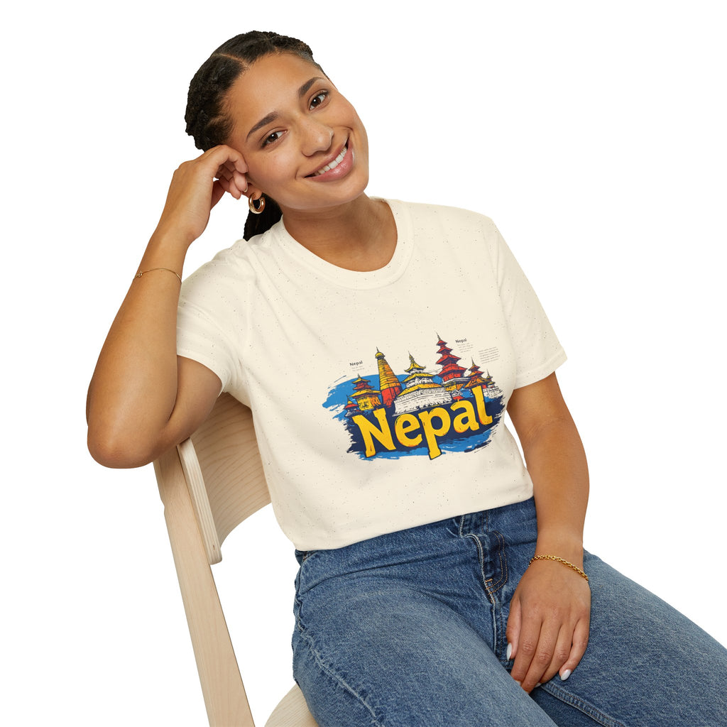 Nepal Temple Skyline T-Shirt – Nepali Cultural Heritage Graphic Tee, Travel & Spiritual Design