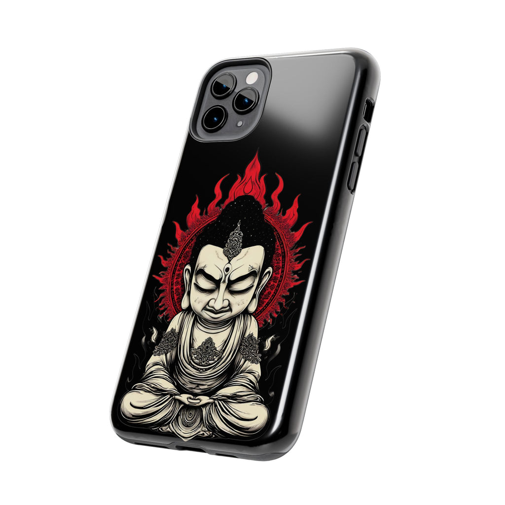Meditative Buddha Tough Phone Case — Red Flame Zen Protection