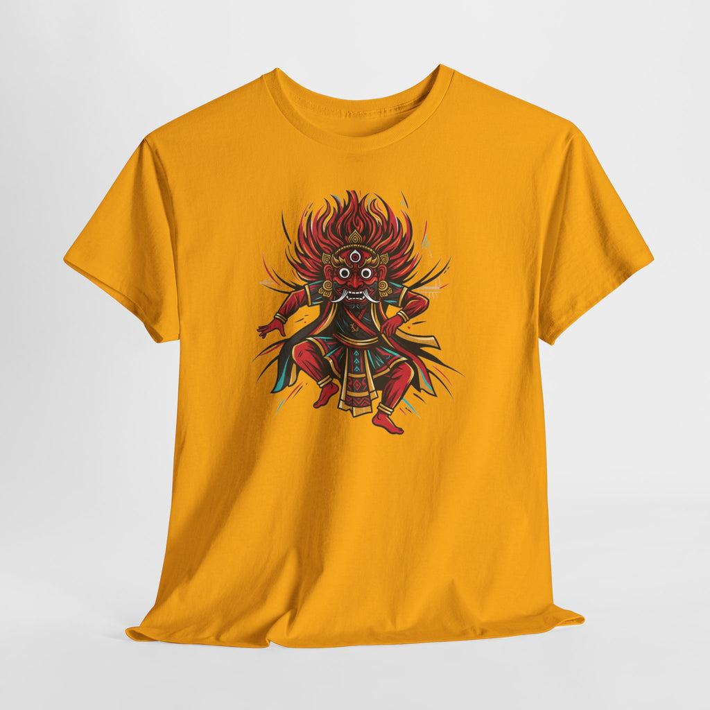 T-Shirt — Fierce Red Oni Demon Graphic Tee (Mythic Japanese Mask Design)
