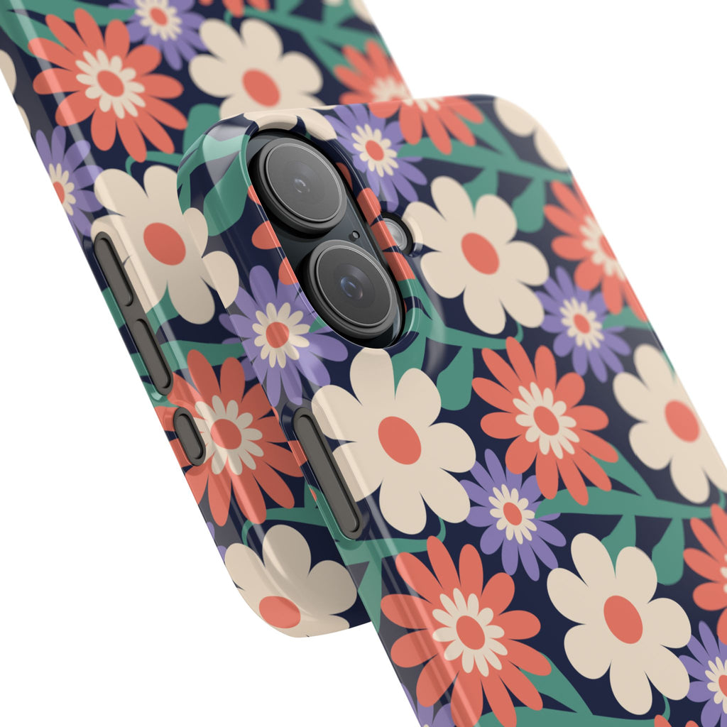 Floral Retro Slim Phone Case – Navy Ditsy Flowers