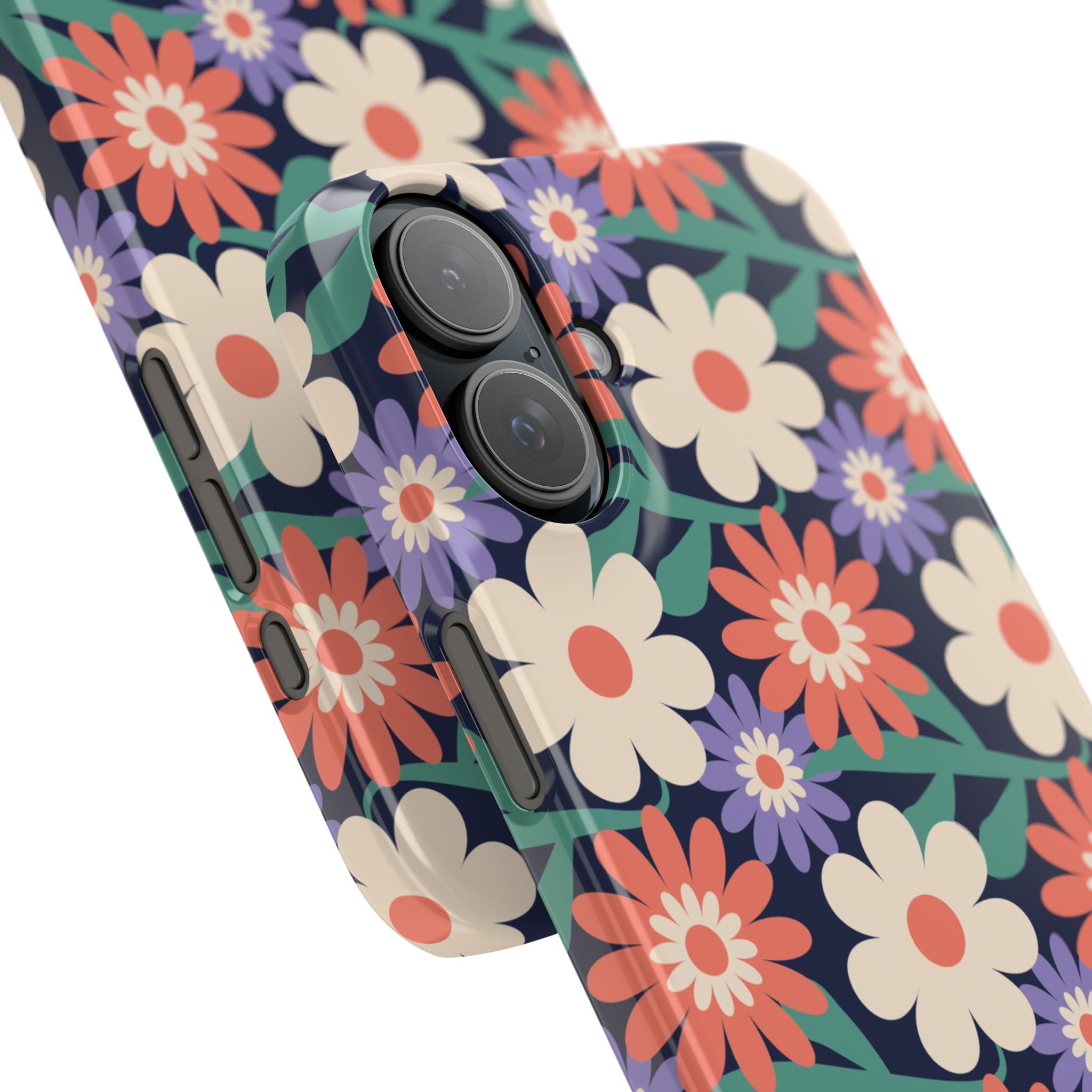 Floral Retro Slim Phone Case – Navy Ditsy Flowers