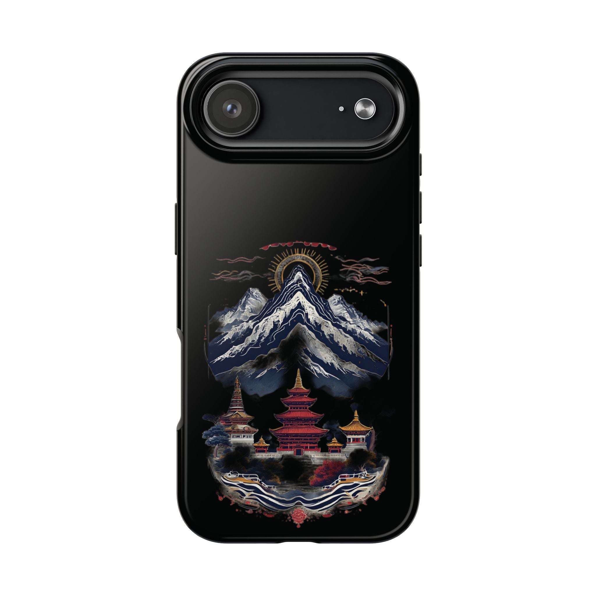 Mountain Temple Tough Phone Case — Japanese-Inspired Landscape Phone Cover
