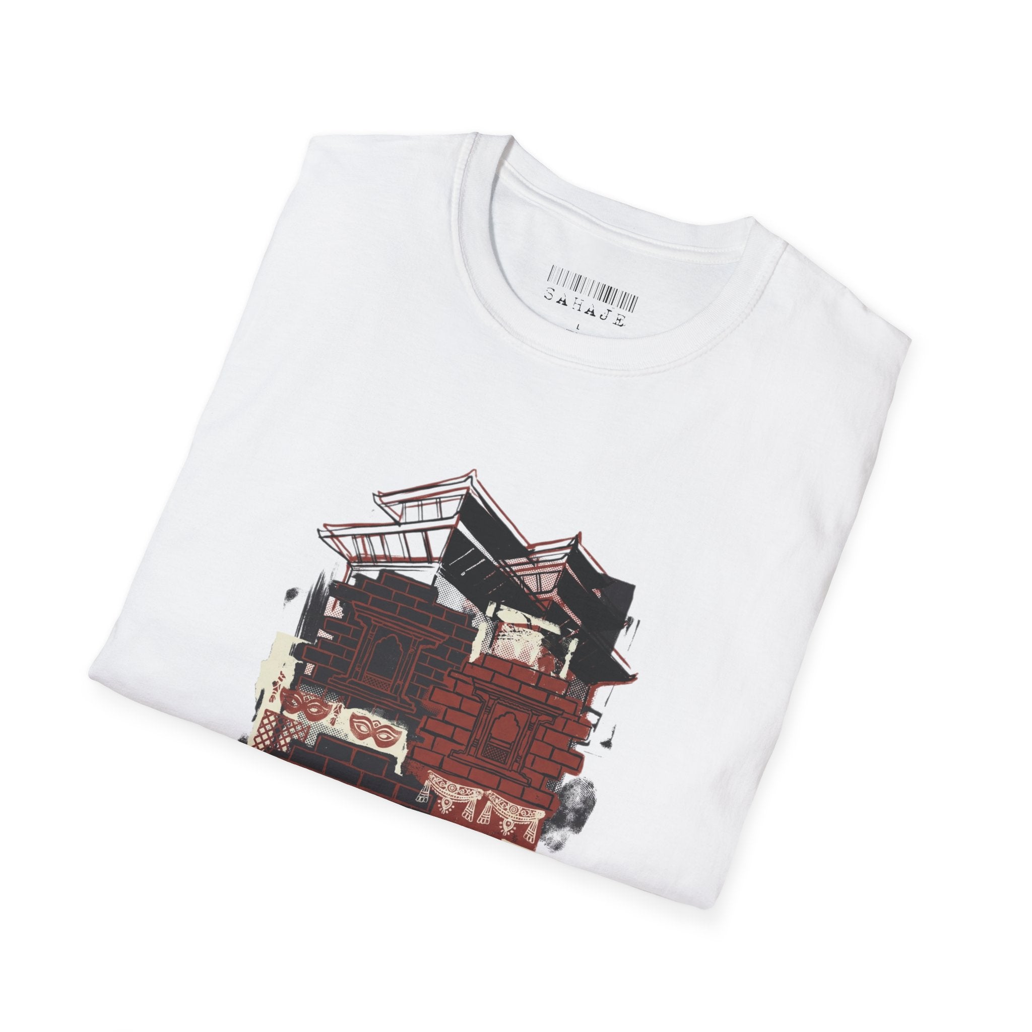 T-Shirt — Vintage Camper & Cabin Graphic Tee (“Woke 2 a New World & Now a Story” text)