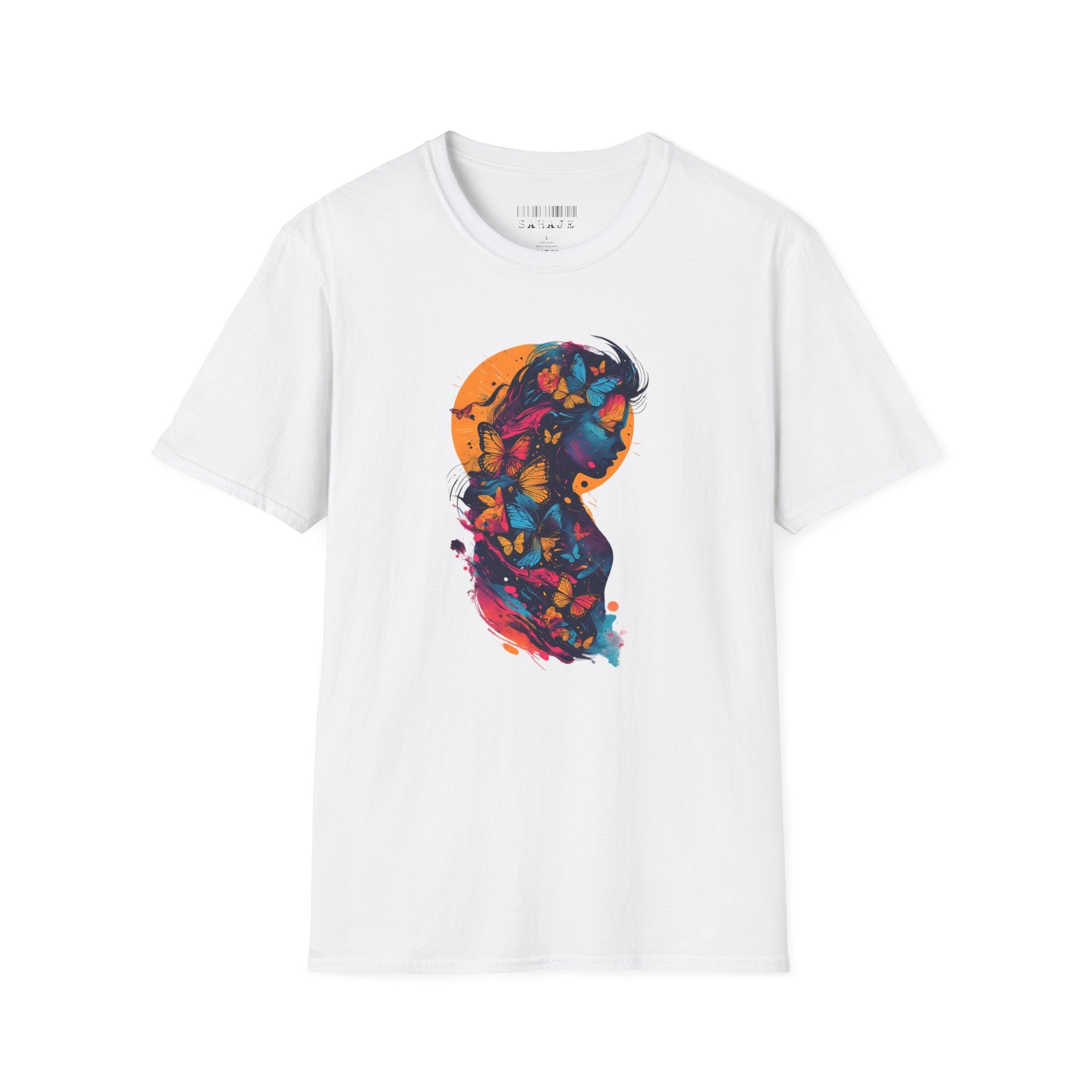 Butterfly Silhouette T-Shirt — Colorful Floral Profile Tee