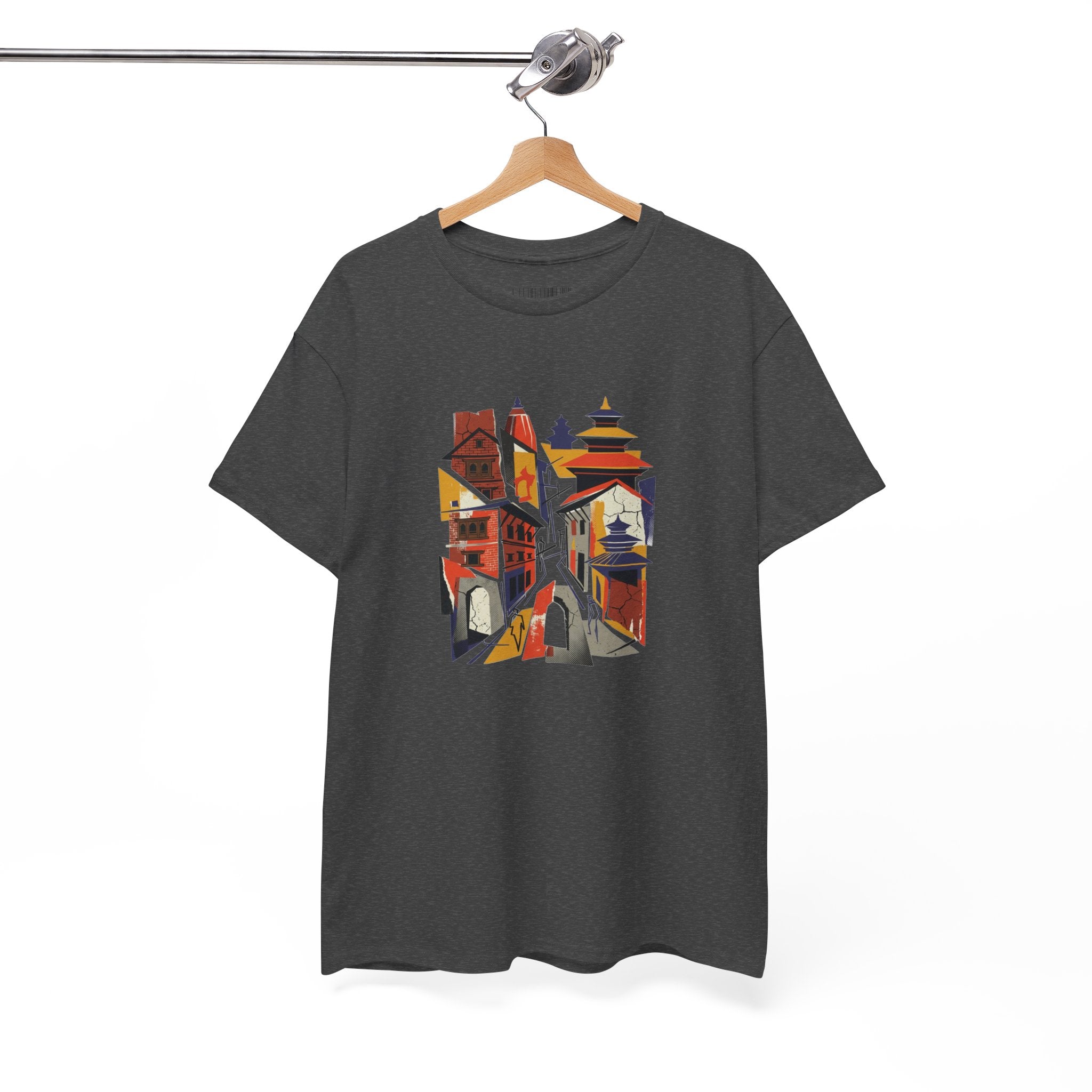 Cityscape Abstract Tee — Colorful Urban Architecture Graphic T‑Shirt