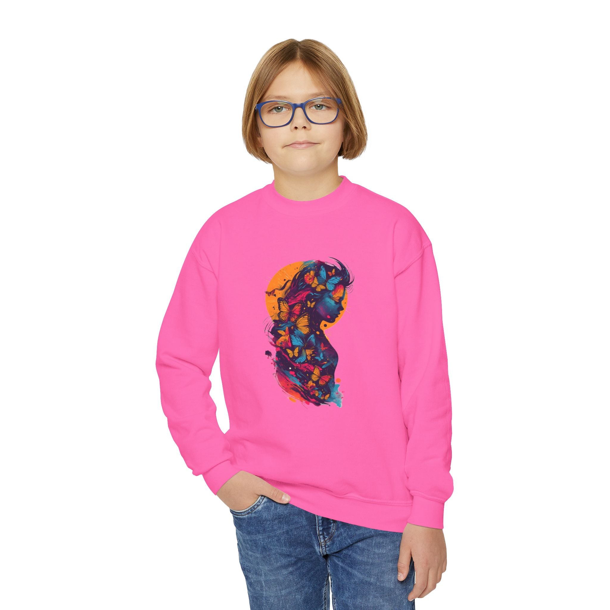 Youth Sweatshirt — Colorful Astronaut Silhouette Crewneck
