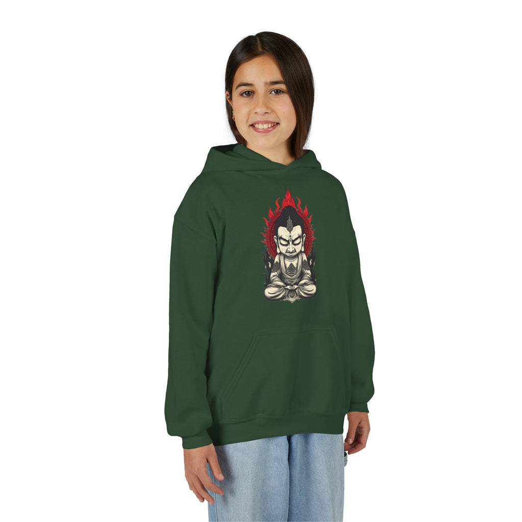 Youth Hoodie — Flaming Meditating Demon Graphic