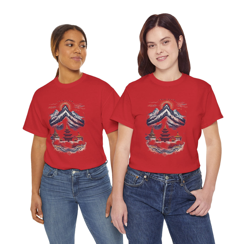 Japanese Mountain Pagoda T-Shirt — Zen Temple Landscape Tee