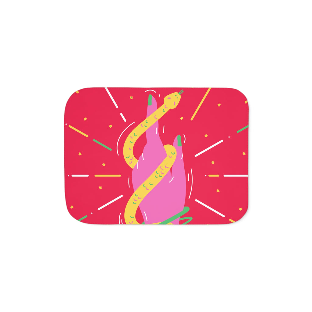 Colorful Snake & Flame Sherpa Blanket — Cozy Two-Tone Throw