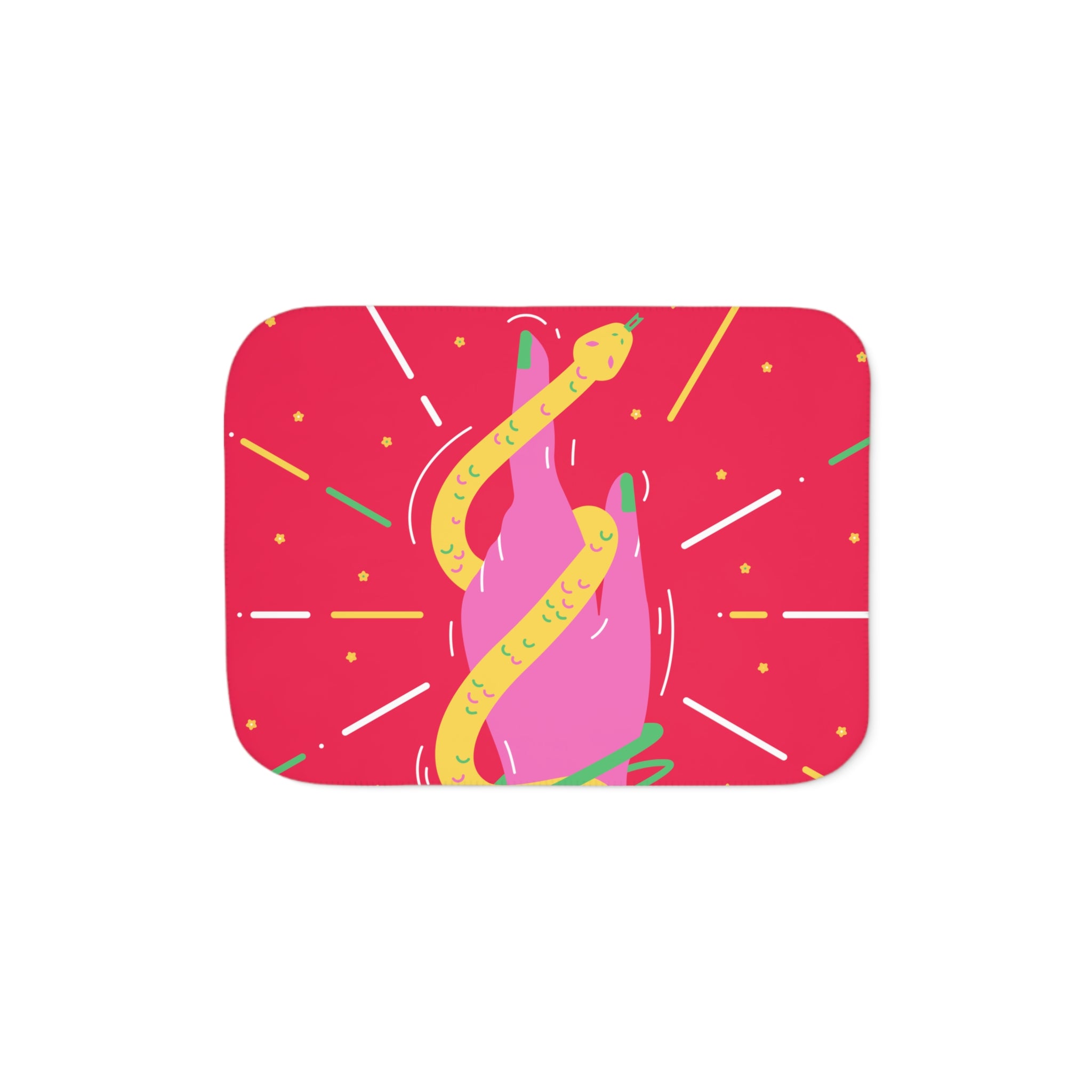 Colorful Snake & Flame Sherpa Blanket — Cozy Two-Tone Throw