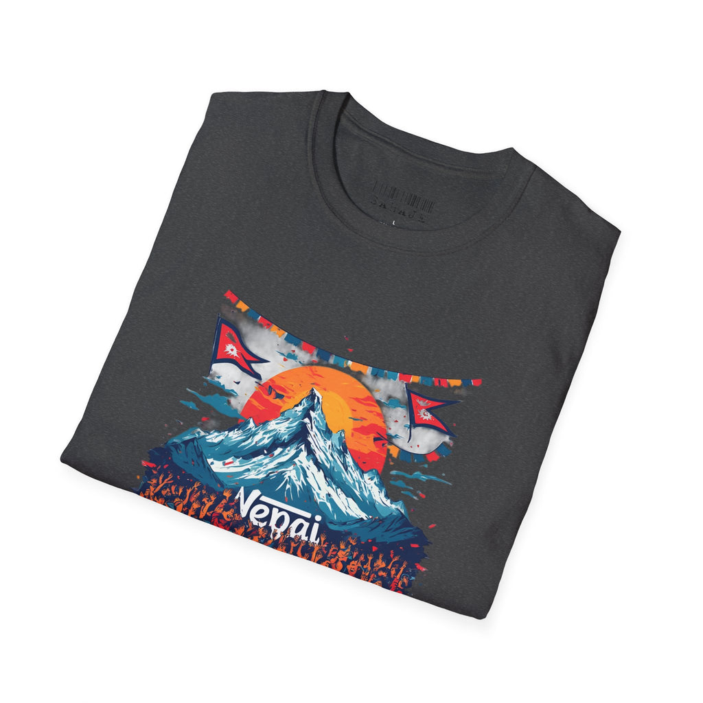Nepal Mountain Sunrise T-Shirt — Retro Trekking Graphic Tee