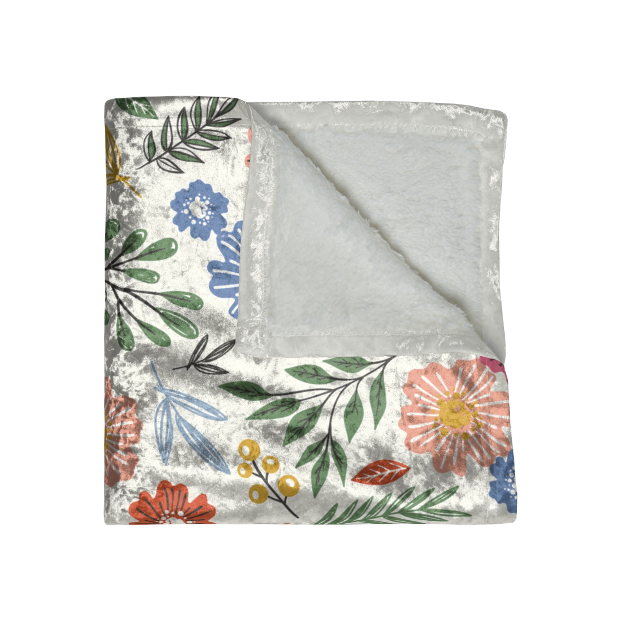 Floral Crushed Velvet Blanket — Soft Vintage Flower Throw for Cozy Home & Gifts