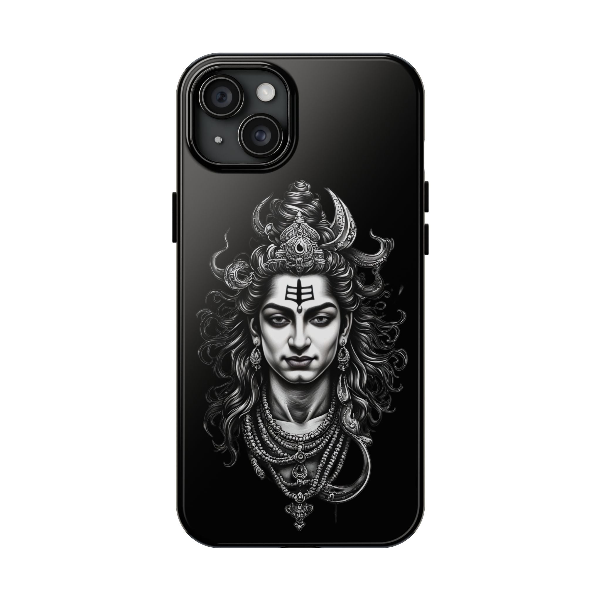 Phone Case — Intricate Lord Shiva Illustration on Black Tough Case