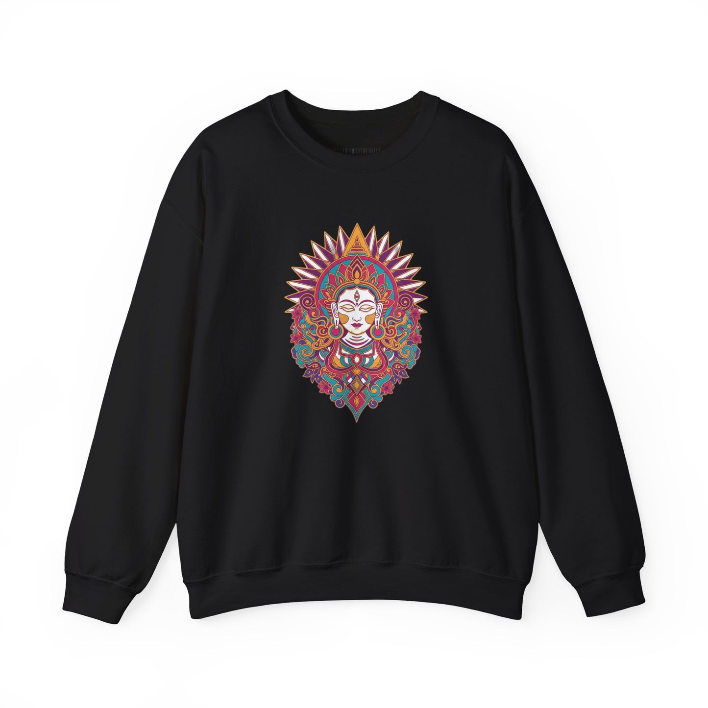 Crewneck Sweatshirt — Colorful Mandala Goddess Graphic