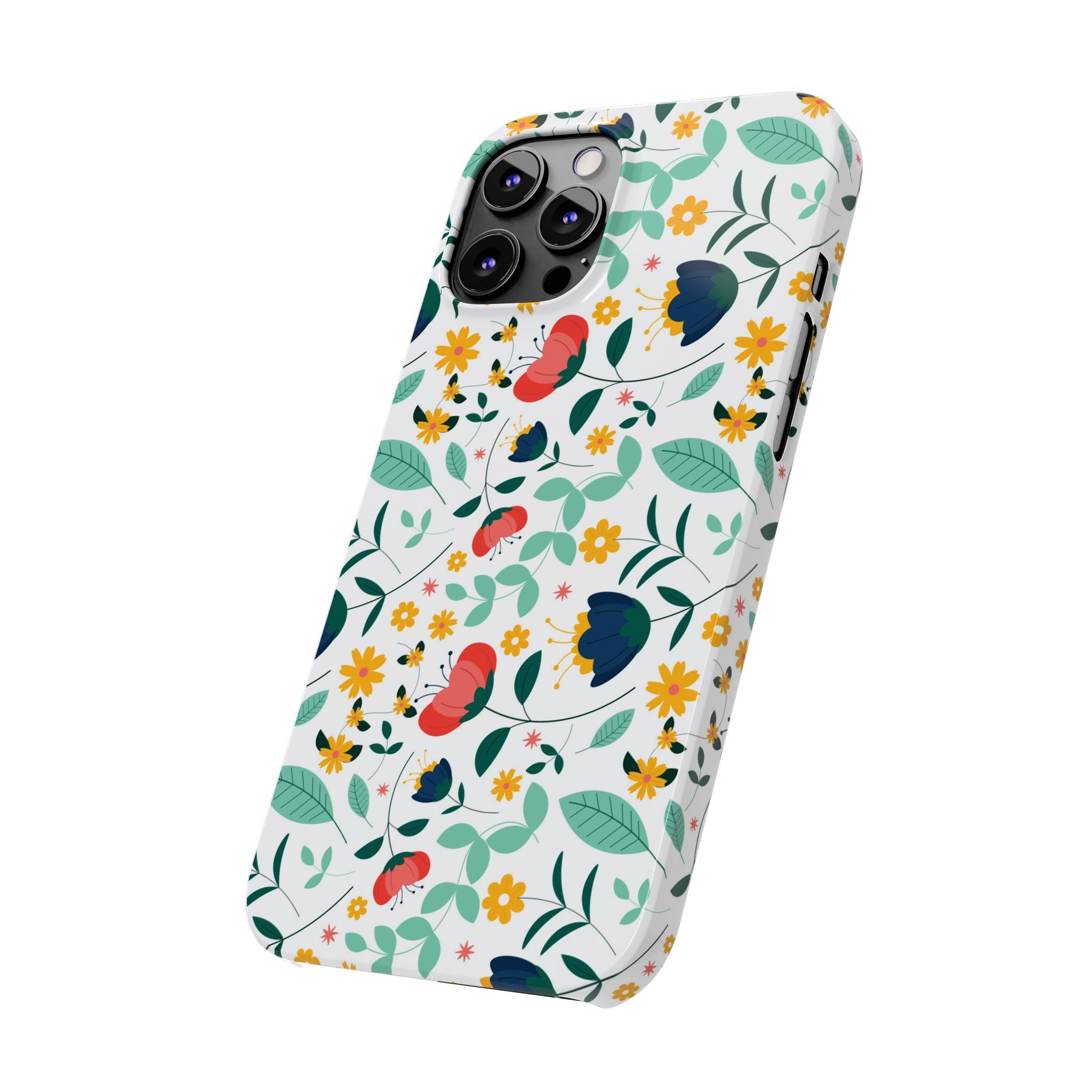 Floral Slim Phone Case — Colorful Folk Flower Pattern