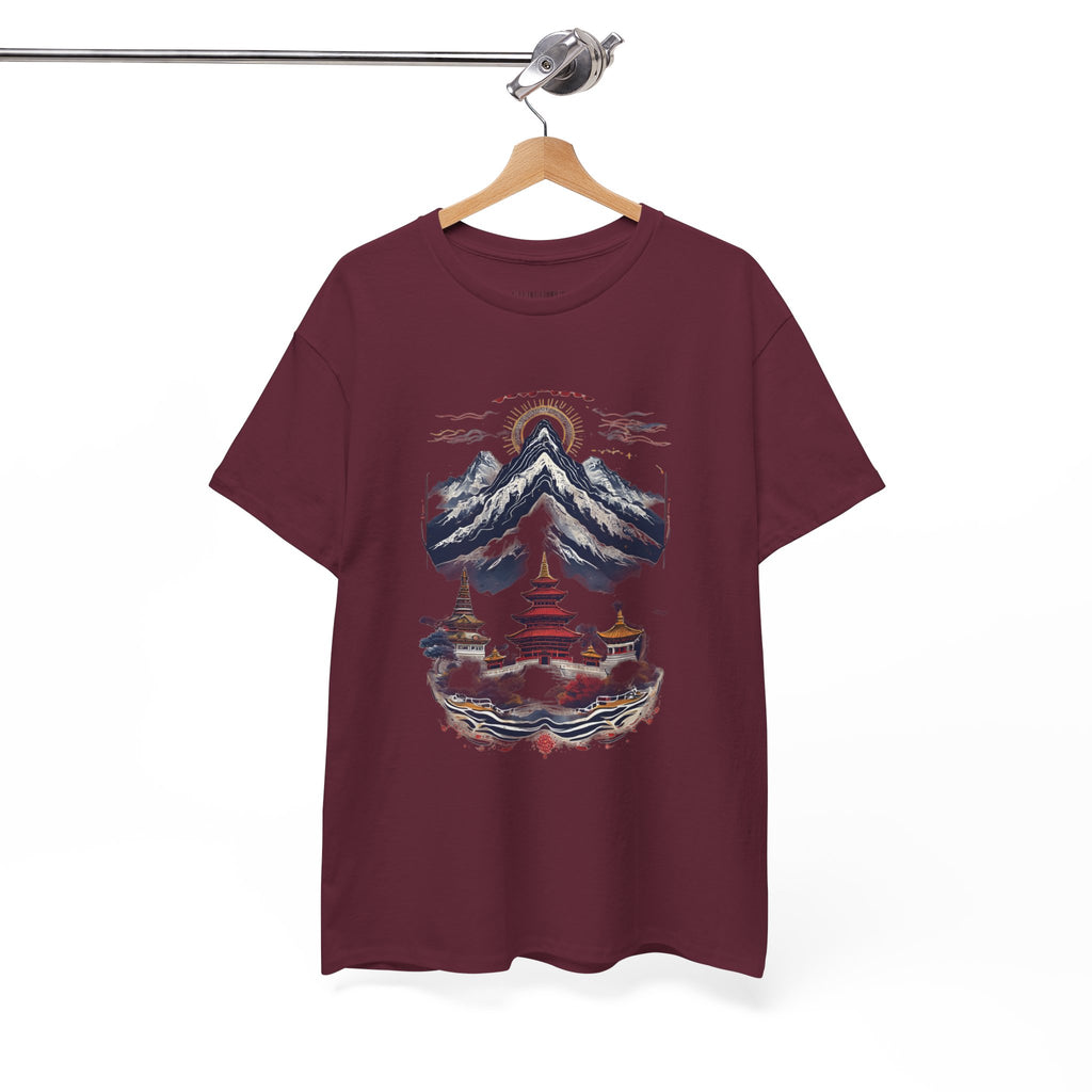 Japanese Mountain Pagoda T-Shirt — Zen Temple Landscape Tee