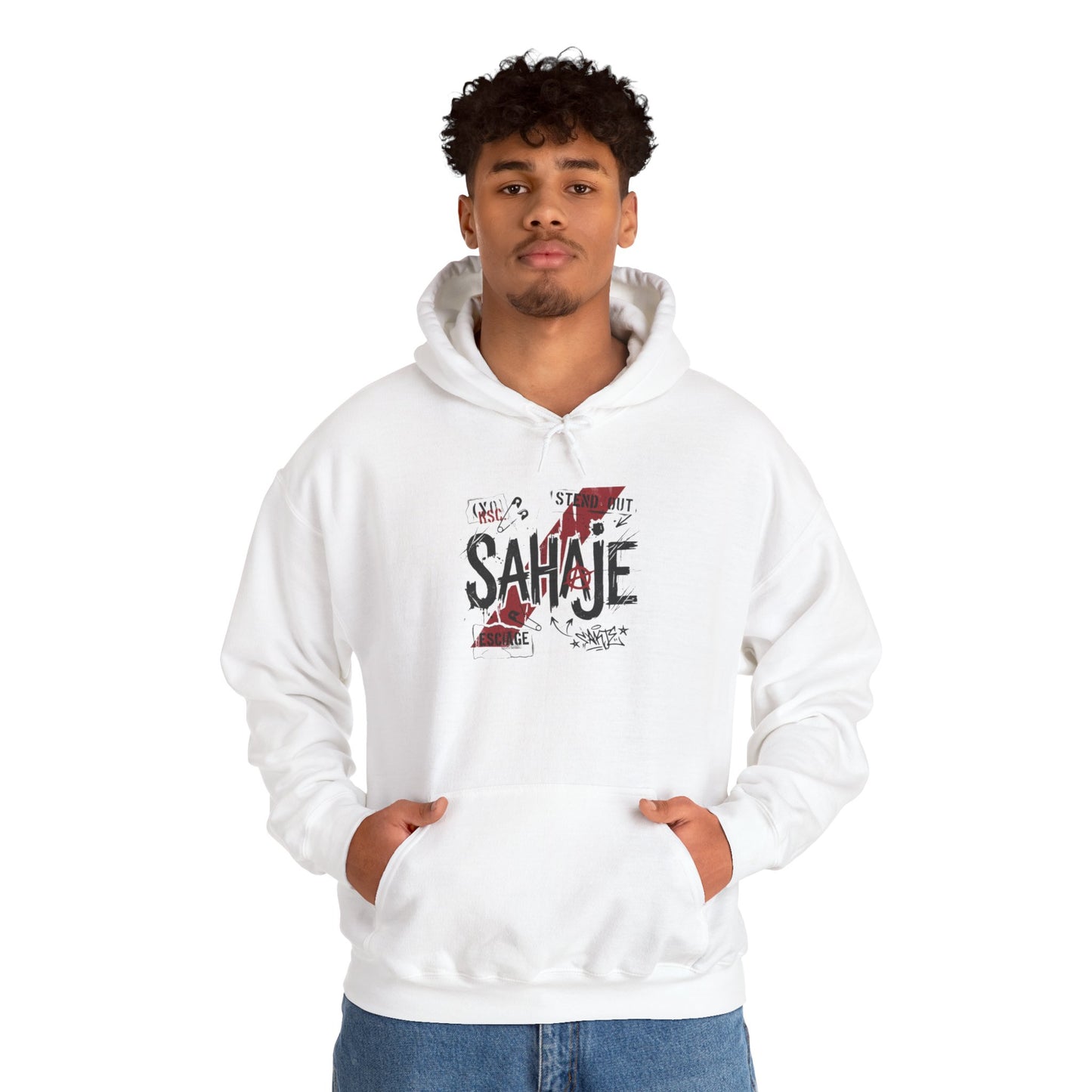 Sahaje Graphic Hoodie – Distressed Vintage Script Pullover