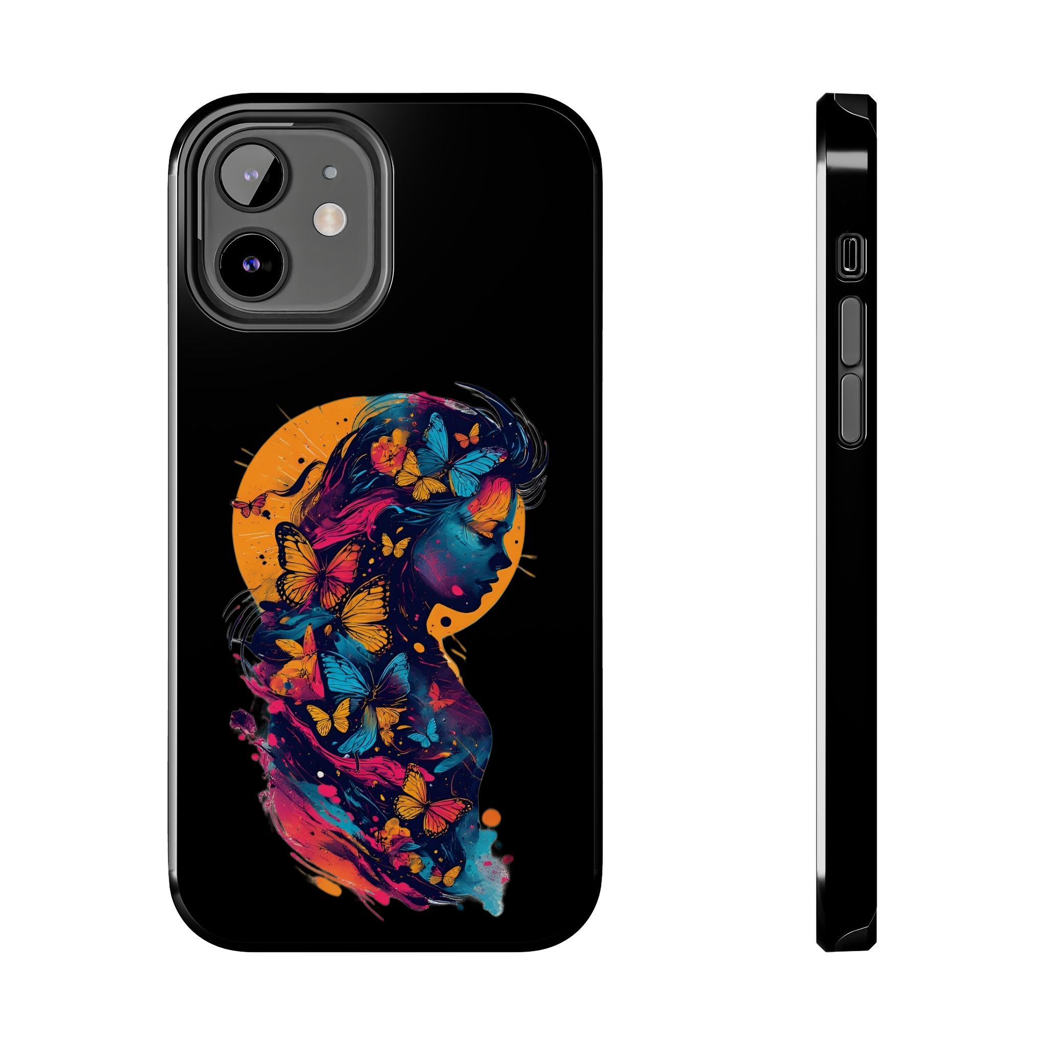 Butterfly Silhouette Tough Phone Case — Colorful Woman Art Protective Cover