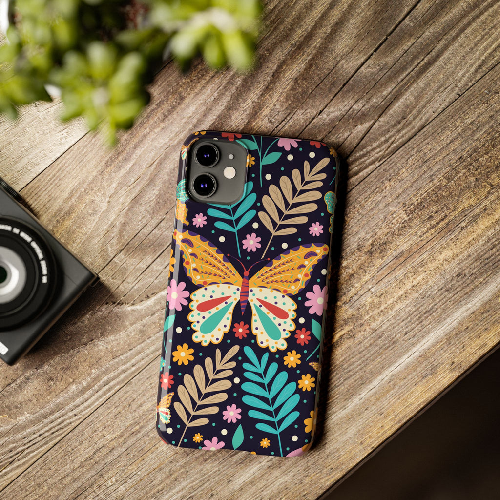 Butterfly Floral Slim Phone Case — Colorful Boho Garden Design