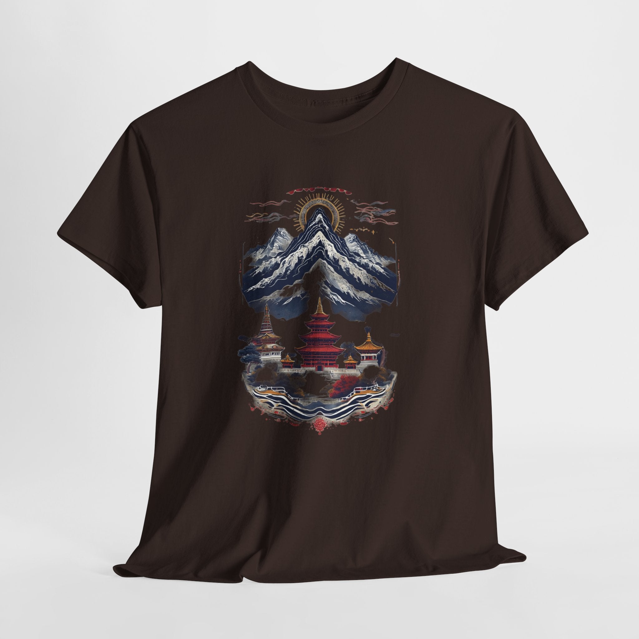 Japanese Mountain Pagoda T-Shirt — Zen Temple Landscape Tee