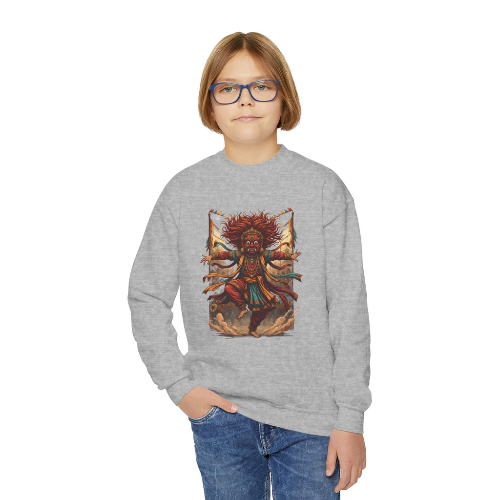 Youth Sweatshirt — Colorful Tribal Dancer Graphic Crewneck